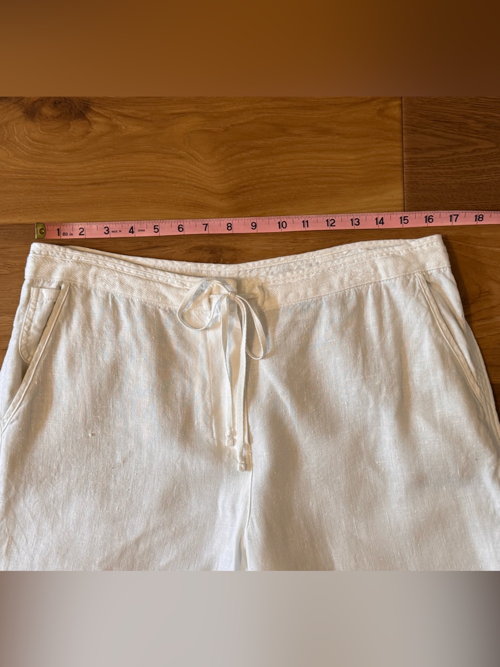 Talbots 100% Linen White Drawstring Cropped Pants - Size 12 - Picture 4 of 5